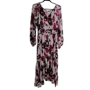 Floral Print Maxi Dress - Pink and Black